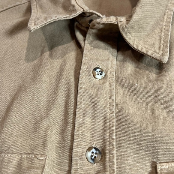 L.L. Bean Large Made in USA Vintage Duck Camo Canvas Khaki Shirt Workwear EUC - Picture 8 of 14